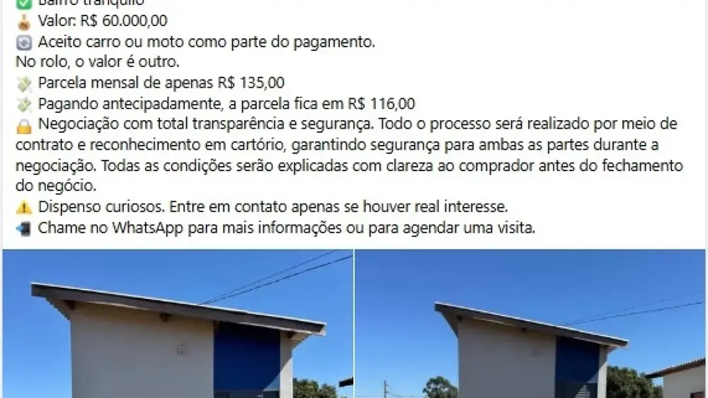 Casa doada a vítimas do Mandela é vendida por R$ 60 mil