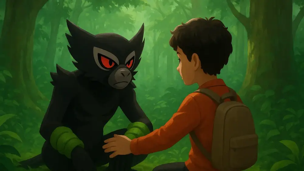 Pokémon Segredos Selva Koko Zarude floresta pais adoção